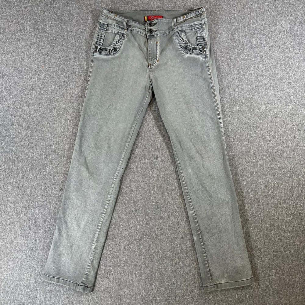 Tini's Jeans Jeans Womens 32x30 Ark Arlequin Gray Embroidered Low Rise Colombia